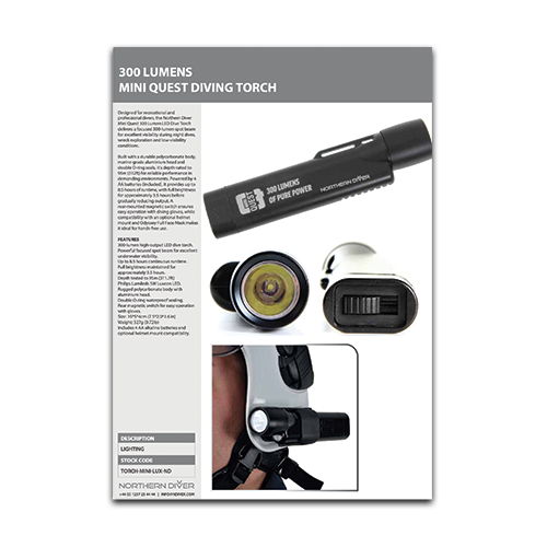 Mini Quest 300 Dive Torch Datasheet